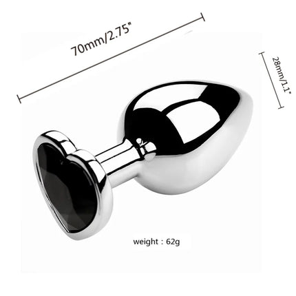 Anal Plug 3 Sizes Heart Metal Crystal Anal Plug for Women Removable Stainless Steel Butt Plug Men Stimulator Anal Sex Toys Dildo