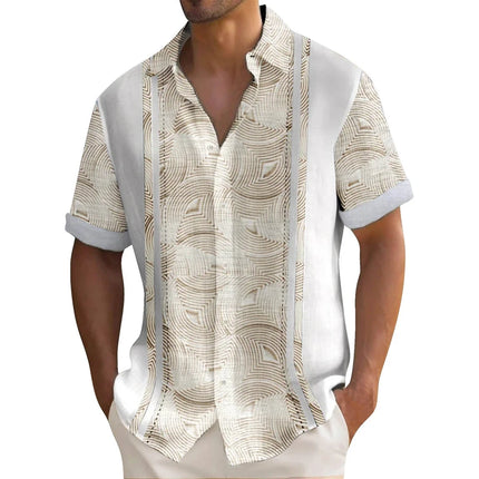 2024 New Men's Shirt Plaid Print Retro Lapel Short Sleeved Shirt Casual Vacation Men's Designer Designed Clothing in Plus Size