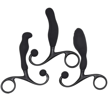 Silicone Prostate Massager for Men, P-Spot Stimulator with Perineum Arm, Ergonomic Anal Plug Trainer for Adult Pleasure