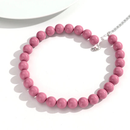 Boho Colorful Acrylic Big Ball Bead Chain Necklace Trendy Handmade Round Choker Necklaces for Women Man Statement Jewelry Gift