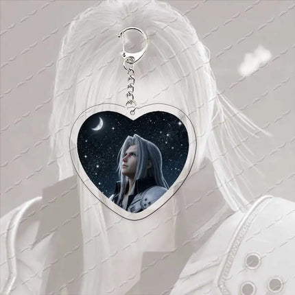 Acrylic Hot Game Sephiroth Keychain Bag Charms Heart Sephiroth Keyrings Pendant Accessories Gamer Fans Gifts