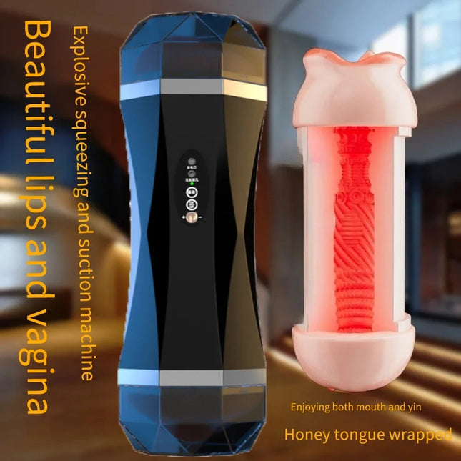 3Dtextured Pocket Cat Automatic Male Airplane Cupvibration Suction Mode Electric Stimulation Realistic Experience Adult Male Toy