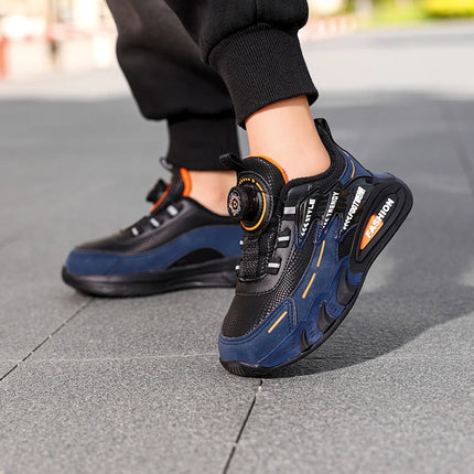 Children Sports Shoes New Rotating Buckle Winter Plush Warm Walking Shoes Boys Non Slip Lightweight Outdoor Running Tennis Shoes