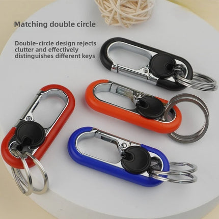 1/4Pcs Rotatable Lock Carabiner Keychain Metal Double Ring Anti-Lost Key Holder Quick Release Key Ring Pendant for Men
