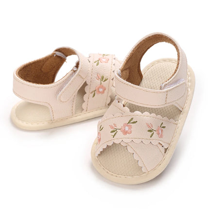 Spring and Summer New Baby Korean Version Flower Embroidered Princess Shoes For Women's Soft Soled Baby Walking Shoes