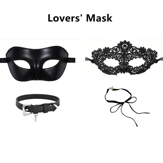 Valentine's Day Mask and Collar Set for Couples Costume Parties Cosplay and Fun Accessories to Spice Up the Celebration