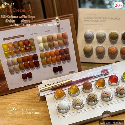 Glenys 26 Color Velvet Retro Red Solid Cream Internet Red Popular Matching Professional Painting Pen Nail Art Varnish Set