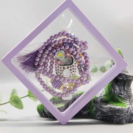 7 Colors Islamic Prayer Counter + 99 Beads Crystal Tasbih Set | Bow/Flower/Insect Random | Transparent Gift Box