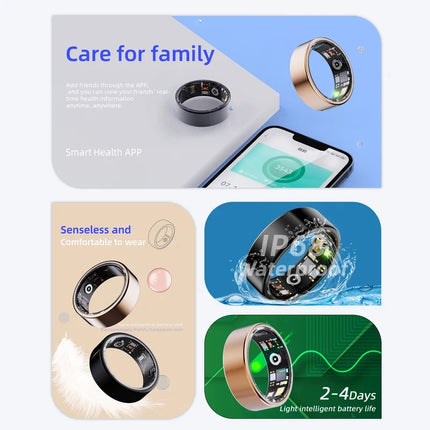 Smart Ring Equipped Motion Step Counting Healthmonitor,Sleep Monitor, Men's And Women's Waterproof Multifunctional Sports Ring