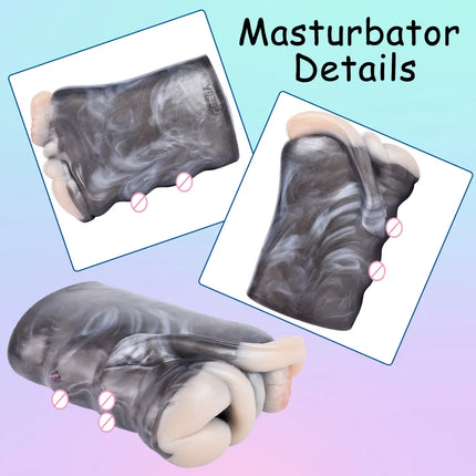 GEEBA Dual Channel Soft Silicone Male Masturbator Realistic Vagina Pocket Pussy Men's Stroker Adult18+ Onahole Sex Toys For Men