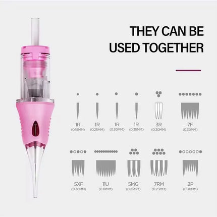 10PCS Universal Permanent Makeup Needles Tattoo Cartridge Round Liner Sterilized Safety Needles For Tattoo Machine For Eyebrow