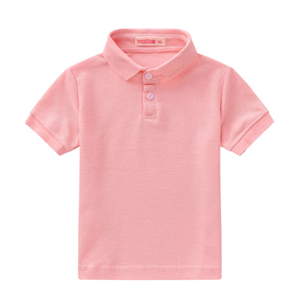Summer boys and girls solid color short sleeved T-shirt top, children's fashion lapel short sleeved polo shirt, formal student o