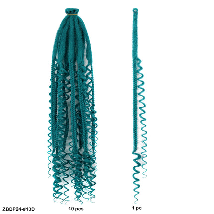 Braids Hair 24Inch Single Dreadlock Extension Reggae Style Faux Locs with Highlight Strands Hand Crocheted Synthetic Dreadlocks
