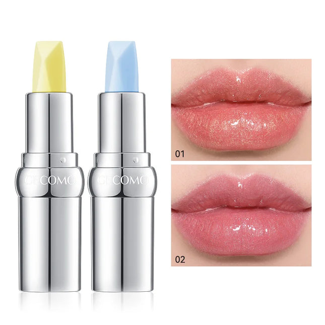 Gecomo Temperature Color Change Lip Balm Long-Lasting Hydration Soft Moisturizing Deep Nourishment Fine Glitter Anti-Wrinkle Enhance Complexion Lip Care