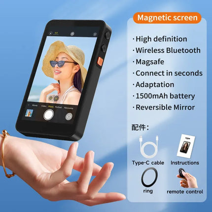 SHIYAN Phone Selfie Monitor Screen Magnetic Mount Using Phone Rear Camera for Selfie Vlog Live Stream TikTok iPhone & Android