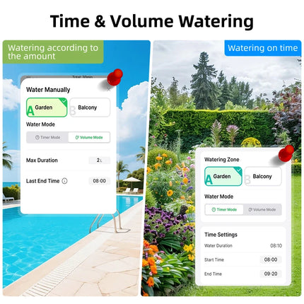Smart Sprinkler Water Timer Tuya WiFi 2 Zone Garden Irrigation Controller Solar Power for Outdoor Automatic Drip Watering System