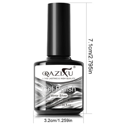QAZIXU Metallic Silver Gel Nail Polish Painting Gel Polish Mirror Metal Effect UV LED Soak Off Semi Permanent Nail Art