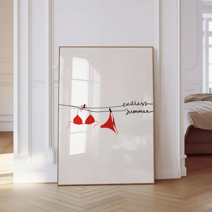 Summer Bikini Poster Fashion Bikini Shell Conch Palm Tree Wall Art Beach Print Ocean Home Living Room Bedroom Dorm Decoration