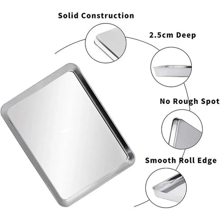 Rectangular Stainless Steel Grill Cookie Baking Pan With Removable Cooling Rack Kitchen Gadget Nonstick Tray Suitable For Oven