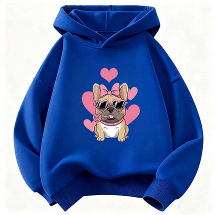Summer Spring Fashion Cute French Bulldog Design Hoodie Kids Children's Sweatshirt Hoody Boys Girls Casual Hoodies Clothes