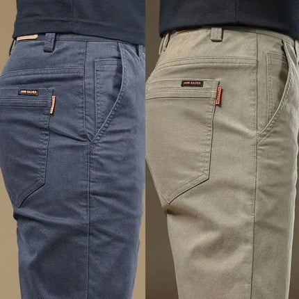 2026 Summer Thin Cotton Men's Casual Pants Trendy Versatile Elastic Light Business Trousers Work Formal Slim Straight Pants