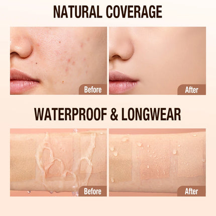 Liquid Foundation Cream 30ml Full Coverage Makeup Base SPF30 Waterproof Long Lasting Concealer Smooth Matte Finish