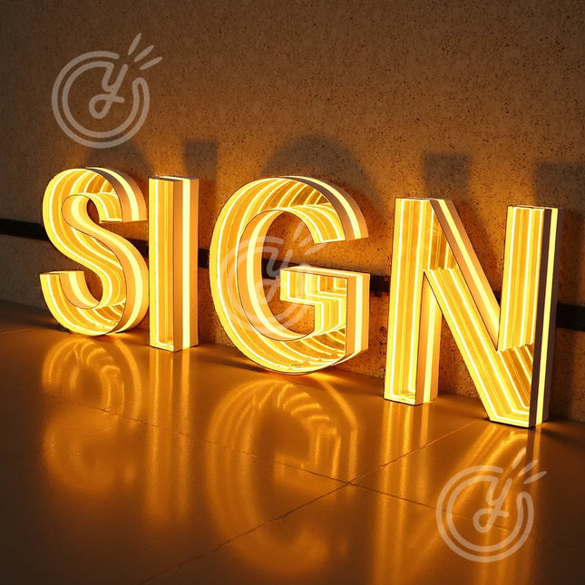 Custom 3D Infinity Mirror Light Sign, Infinity Mirror Logo Sign, LED Indoor Decoration Mirror Light, Custom Business Wall Decor