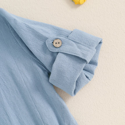 Long Sleeve Baby Boys Rompers Soft Solid Color Buttons Toddler Infant Clothes Bodysuits Fall Spring Casual Newborn Jumpsuits
