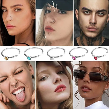 Fashion Crystal Stainless Steel Nose Stud Piercing for Women Hypoallergenic 1.8mm Nose Ring Straight/L/Screw Shaped Body Jewelry