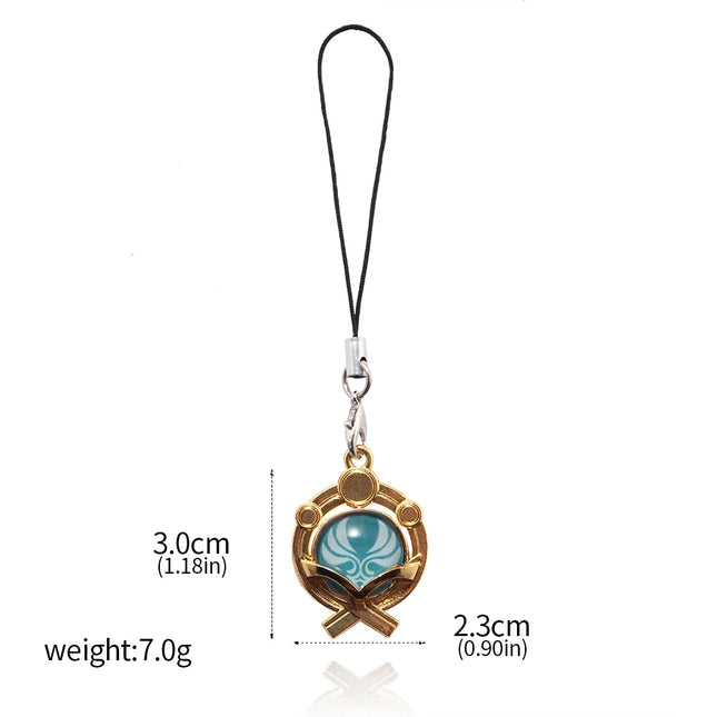 Game Genshin Impact Vision Keychain Luminous 7 Element Double Side Glass Pendant Eye Of Original Keyring Phone Charms Souvenir