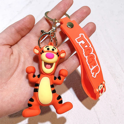 Anime Winnie the Pooh Keychain Cute Cartoon Pooh Bear Tigger Car Accessories Backpack Keyring Ornament Pendant