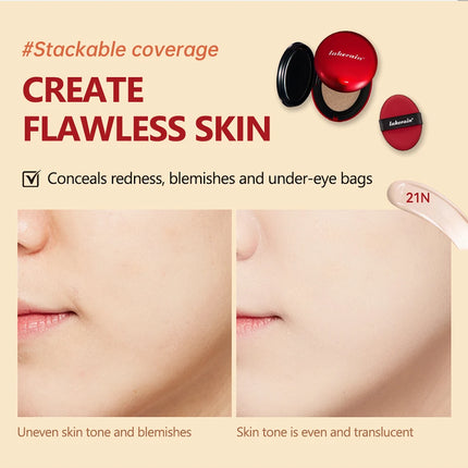 LAKERAIN 12 Color Red Shell Air Cushion Foundation Natural Coverage Lightweight Breathable Air Cushion Foundation