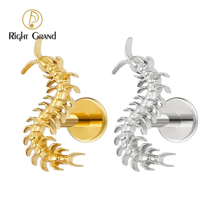 Right Grand ASTM F136 Titanium 16G Gothic Centipede Cartilage Earring Punk Helix Tragus Conch Snug Ear Labret Piercing Jewelry