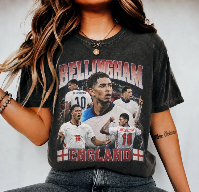 Jude Bellingham Vintage Bootleg T-shirt Men Women Summer 100 Cotton Y2K Clothing Oversize Short Sleeved Top Streetwear Unisex