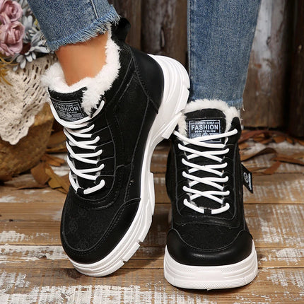 Plus Size 45 Fashion Winter Sneakers for Women Plush Warm White Platform Sports Shoes Woman High Top Thick Sole Vulcanized Shoes