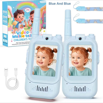 2PCS Kids Video Walkie Talkies USB Charging Indoor and Outdoor High Definition Intercom Children's Toys Birthday Gifts Ages 3-12