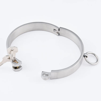 Metal Lockable Neck Cuff O-Ring Collar Choker Posture Bondage Choker Restraint BDSM Sex Toys for Women Adult Roleplay