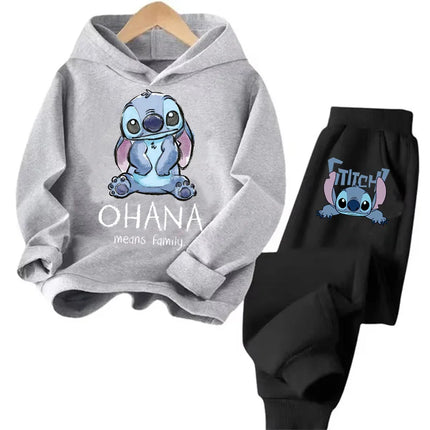 Manga Children Hoodies Stitch Kawaii Pullover Sweatshirt Anime Trucksuit Manga Cartoons Girls Boy Kids Autumn Casual Clothes