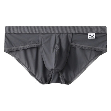 Men's Ice Silk Seamless Briefs Ultra-Thin Breathable Underwear with Sexy U Convex Pouch Mid-Waist Comfortable Summer Shorts