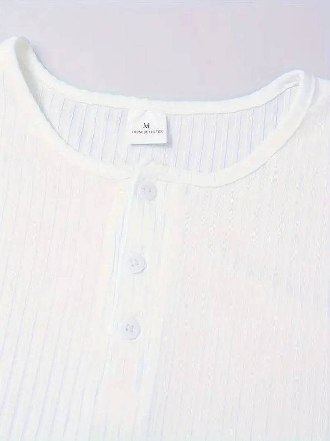 Autumn Men's Collarless Breasted Henry Shirt Top Fitness High Stretch Base Shirt Solid Color Plus Size Casual Long Sleeve