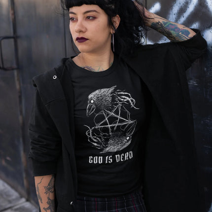 God Is Dead Unisex T-Shirt Pentagram Shirt Antichrist T-Shirt Hail Satan Tee Satanic Shirt Black Metal Dark Art Shirt Occult Tee