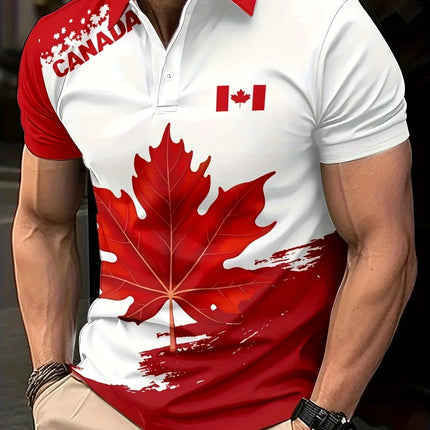 Fashion Maple Leaves Canada Flag Men's Polo T-Shirts Summer Casual Sport Short Sleeve 3D Printed Streetwear Men Clothing Tops