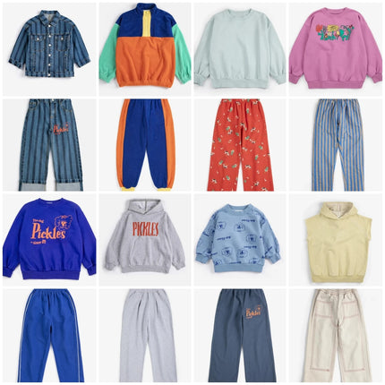 2026 New Spring Summer Children's Cartoon Printed Hoodies Sweatshirts Pants Korean Baby Boys Girls Denim Shirts Jeans Clothings