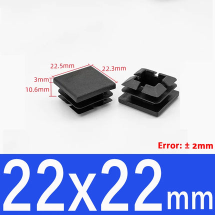 Black Plastic Square Oblong Pipe Plug 13x13mm~100x100mm Insert Table Chair Furniture Foot Cover Anti Slip Blanking End Cap