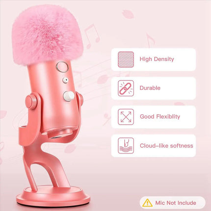 CCDDBG 2X Mic Foam Cover for Blue Yeti Microphone,Mic Foam Cover with Furry Windscreen Muff Windshield for ZealSound K66 Pink