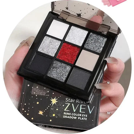9 Colors Smoky Black Red Eye Shadow Palette Sweet Cool Eyeshadow Long Lasting Shimmer Eyes Makeup Dark Pressed Glitter Eyeshadow