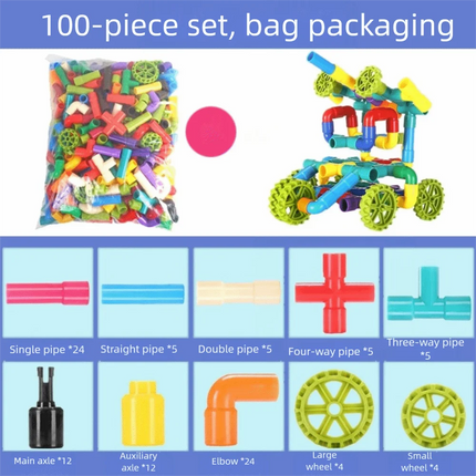 New DIY Water Pipe Building Blocks Assembly Design Plastic Construction Splicing Pipes Montessori Building Blocks Children