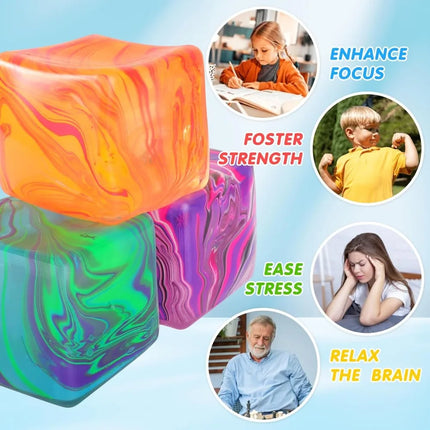 Taba Squishy Ice Cube Stress Balls Squeeze Toys for Kids Adults Sensory Fidget Toys for Anxiety Relief, Party Favors Gifts