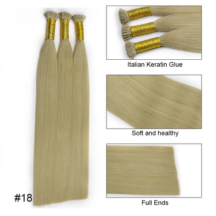 I Tip Hair Extension Straight Human Hair Extension 0.8g/ 1g/Strand 50pc/Set Capsule Keratin Natural Fusion Human Hair Extension