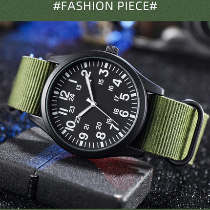 TPW Air Force Field Watch Fabric Strap 24 Hours Display Quartz Movement 42mm Dial